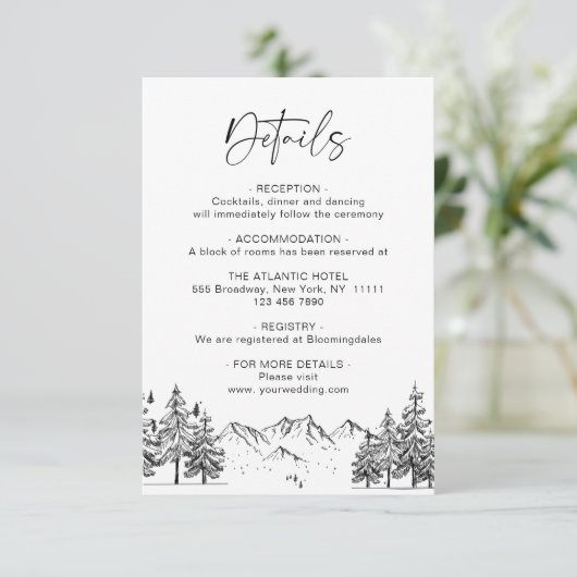 Handgezogene Berge Walddetails Begleitkarte (Stehend Vorderseite)