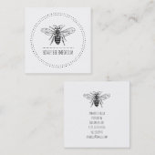 Handgezogene Biene im Kreis Quadratische Visitenkarte (Vorne/Hinten)