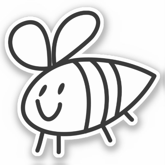 Handgezogene Biene, maßgeschneidert Vinyl Sticker (Vorderseite)
