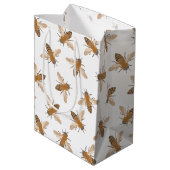 Handgezogene Bienen Geschenktasche Mittlere Geschenktüte (Rückseite Schrägansicht)