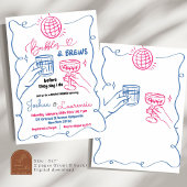 Handgezogene Bläschen und Brauspoppen Dusche Einladung