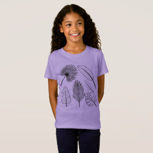 Handgezogene Blume Doodles Lila Pflanze Floral T-S T-Shirt
