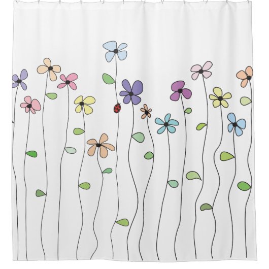 Handgezogene Blume und Duschvorhang aus Ladybug (Vorderseite)