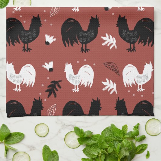 Handgezogene Blumenarmmuster Geschirrtuch (Gefaltet)