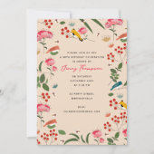 Handgezogene Blütenbienen Botanischer Geburtstag Einladung (Vorderseite)