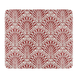 Handgezogene Bohemische Schuppen, rot auf Creme Schneidebrett