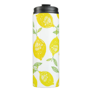 Handgezogene Doodle tropische Früchte Muster Hint Thermosbecher