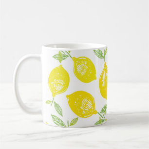 Handgezogene Doodle tropische Früchte Muster Hinte Kaffeetasse