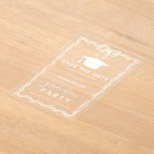 Handgezogene Doodles Abschluss Save the Date Acryleinladungen (Ablage )