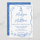 Handgezogene Doodles Anchor Beach Wasserpfeife Einladung (Vorne/Hinten)