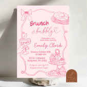 Handgezogene Doodles Rosa Brunch und Bubbly Einladung