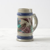 Handgezogene Federn nahtlos Muster Bierglas (VorderseiteRechts)