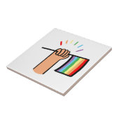 Handgezogene Hand Wave einer Regenbogenflagge Fliese (Seite)