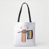 Handgezogene Hand Wave einer Regenbogenflagge Tasche (Vorderseite)
