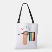 Handgezogene Hand Wave einer Regenbogenflagge Tasche (Rückseite)