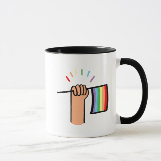 Handgezogene Hand Wave einer Regenbogenflagge Tasse (Rechts)