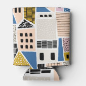 Handgezogene Häuser Nahtlos Abstrakt Dosenkühler (Rückseite)