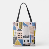 Handgezogene Häuser Nahtlos Abstrakt Tasche (Rückseite)