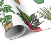 Handgezogene Hauspflanzen Geburtstag Geschenkpapier (Rolleneckpunkt)