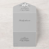 Handgezogene Holzkohle und weiße Blume Hochzeit All In One Einladung (Außenbereich)