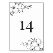 Handgezogene Holzkohle und weiße Blume Tischnummer (Rückseite)