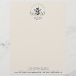 Handgezogene Honigbiene Imker Apiary Floral Lett Briefbogen