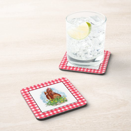 Handgezogene Hühnerart Getränkeuntersetzer (Rechte Seite)