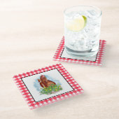 Handgezogene Hühnerart Glasuntersetzer (Schrägansicht)