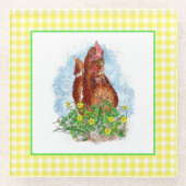 Handgezogene Hühnerart Glasuntersetzer (Vorderseite)