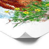 Handgezogene Hühnerart | Niedliches Hühnchen in Bl Poster (Ecke)