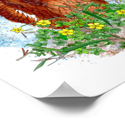 Handgezogene Hühnerart | Niedliches Hühnchen in Bl Poster (Ecke)