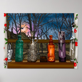 Handgezogene Hühnerart | Niedliches Hühnchen in Bl Poster