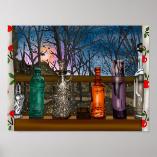 Handgezogene Hühnerart   Niedliches Hühnchen in Bl Poster