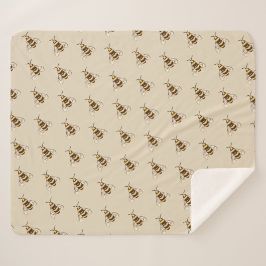 Handgezogene Hummelbienen Sherpadecke (Vorderseite (Horizontal))