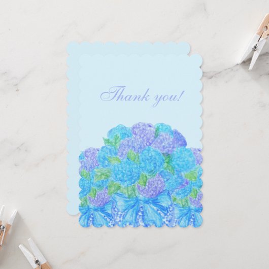 Handgezogene Hydrangeas in einer Vase Einladung (Vorderseite/Rückseite Beispiel)