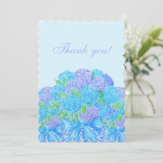 Handgezogene Hydrangeas in einer Vase Einladung (Stehend Vorderseite)