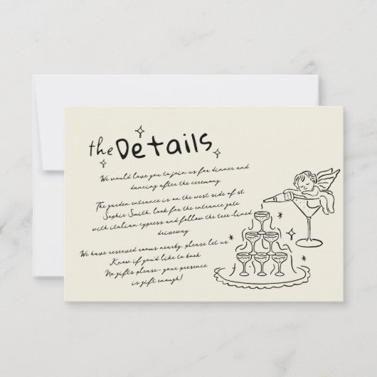 Handgezogene Kapuzenaufkleber RSVP Karte (Vorderseite)