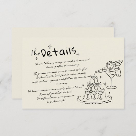 Handgezogene Kapuzenaufkleber RSVP Karte (Vorne/Hinten)