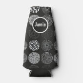 Handgezogene Kreise Abstrakt Schwarz/Weiß B/W Flaschenkühler (Vorderseite)
