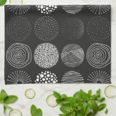 Handgezogene Kreise Abstrakt Schwarz/Weiß B/W Geschirrtuch (Gefaltet)