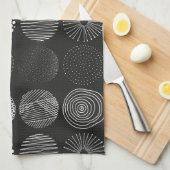 Handgezogene Kreise Abstrakt Schwarz/Weiß B/W Geschirrtuch (Viertel Falte)