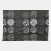 Handgezogene Kreise Abstrakt Schwarz/Weiß B/W Geschirrtuch (Horizontal)