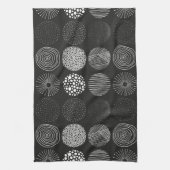 Handgezogene Kreise Abstrakt Schwarz/Weiß B/W Geschirrtuch (Vertikal)