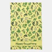 Handgezogene Küchenkräutern Gemusterte Creme Geschirrtuch (Vertikal)