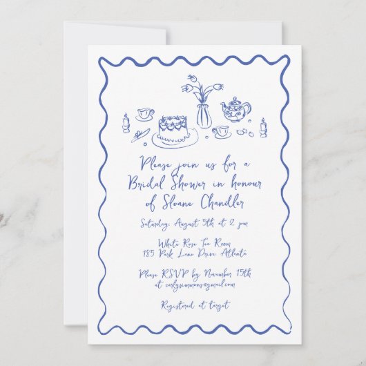 Handgezogene Lebensmittel und Getränke Doodles Bri Einladung (Vorderseite)