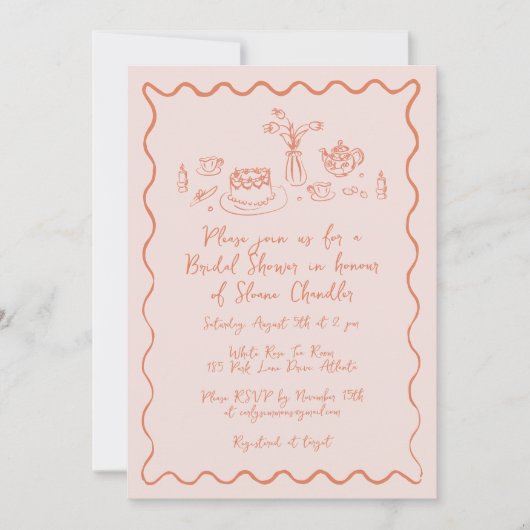 Handgezogene Lebensmittel und Getränke Doodles Bri Einladung (Vorderseite)