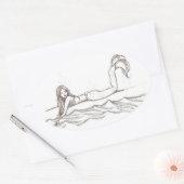 Handgezogene Meerjungfrau Künstlerisch Elegante Ov Ovaler Aufkleber (Umschlag)