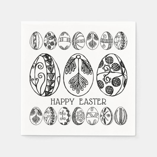 Handgezogene Ostereier, Happy Oaster Brunch Party Serviette (Vorderseite)