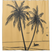 Handgezogene Palmen und Strandduschvorhang Duschvorhang (Vorderseite)