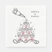 Handgezogene Perlen & Prosecco Brautparty Napkins Serviette (Vorderseite)